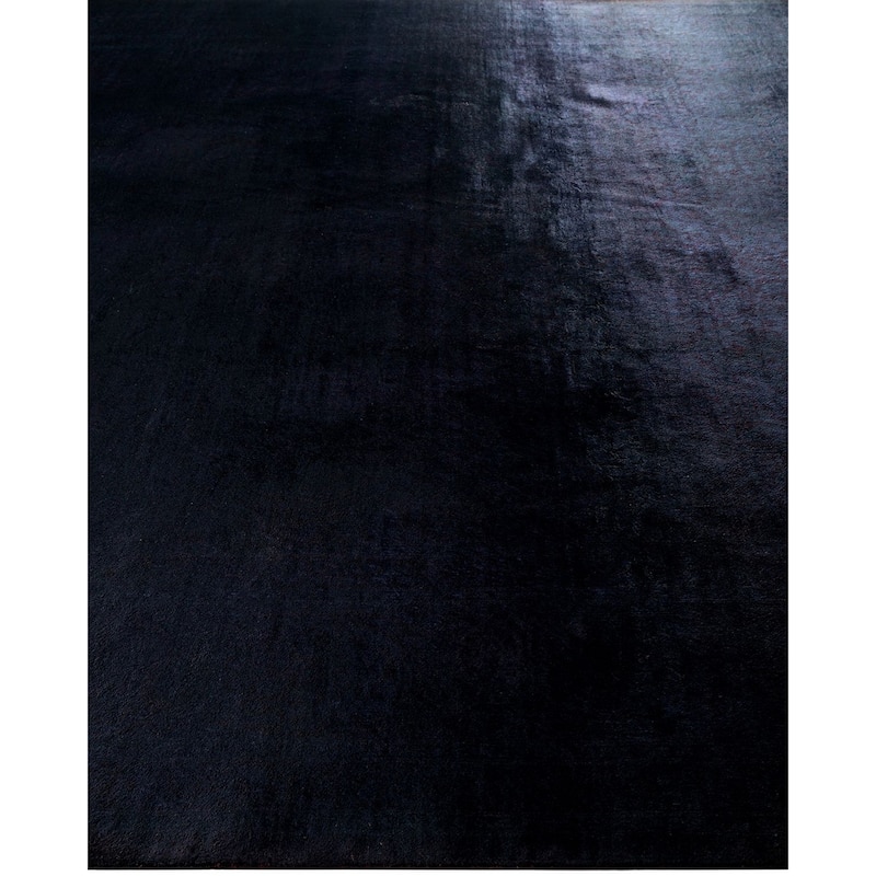 Overton Hand Knotted Wool Vintage Inspired Modern Contemporary Overdyed Black Area Rug - 9' 5" x 12' 0"