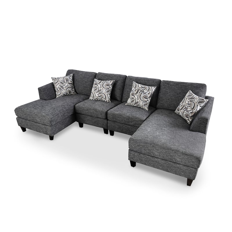 Lauf Modern Grey Fabric 4-piece Modular Sectional by Furniture of America