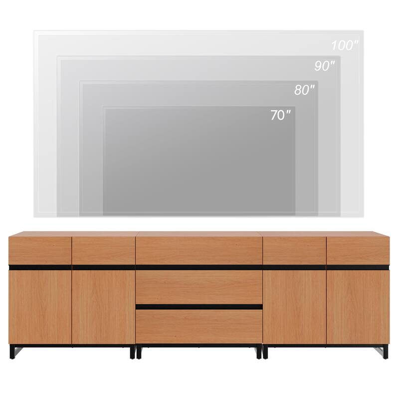 WAMPAT Modern TV Stand for TVs up to 100 inch, 3 in 1 TV Console with Adjustable Shelves and 3 Drawers for Living Room,Bedroom