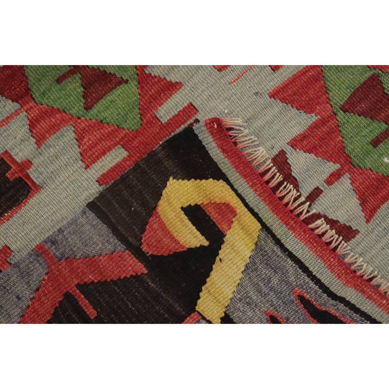 Hand Woven Oriental 100% Wool Carpet Southwestern Tribal Oranges & Rust Kilim Area Rug - 11' 3'' X 5' 8''