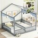 preview thumbnail 13 of 14, House-Style Double Twin Size Floor Bed with Fence, Guardrails, without Door