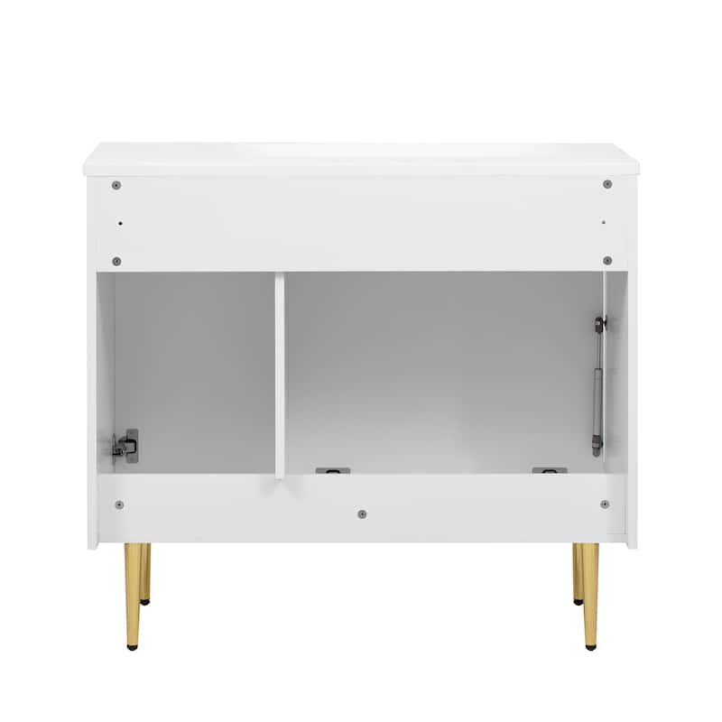 36"Bathroom Vanity with Resin Basin Sink,Modern Bathroom Sink Cabinet,Storage Cabinet with Soft-Closing Door and Drop-Down Door