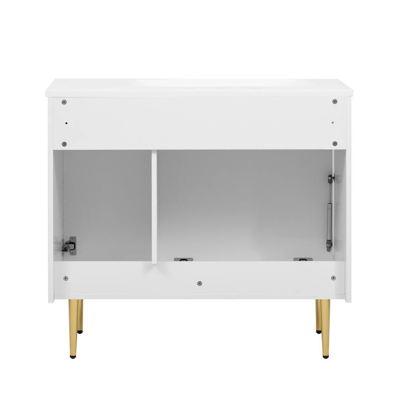Bathroom Vanity with Resin Basin Sink, Modern Bathroom Sink Cabinet, Storage Cabinet with Soft-Closing Door and Drop-Down Door