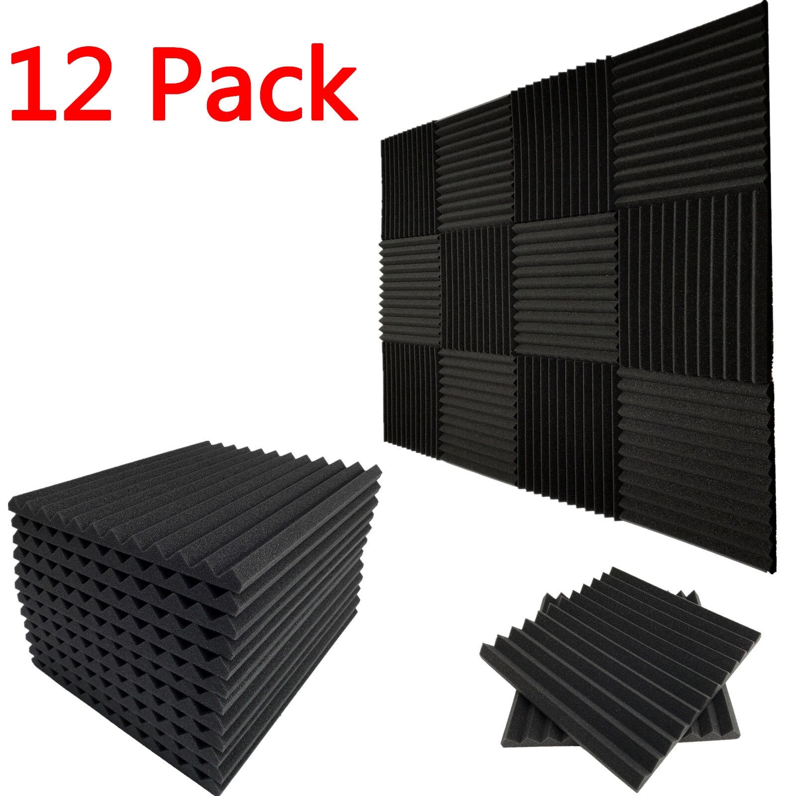 Shop 12 Pack Acoustic Foam Panel Wedge Studio Soundproofing Foam