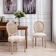 preview thumbnail 1 of 7, French Dining Chair with Natural Rubber Legs, Upholstered Fabrice and Rattan Back,Beige (Set of 2) Beige+Brown