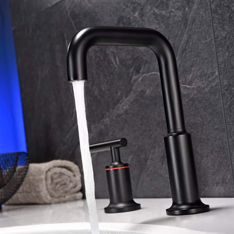 Matte Black 3-Hole Double Handle Bathroom Sink Faucet