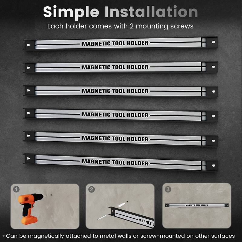 Gymax 18'' Magnetic Tool Holder Strip w/ Mounting Screws Space-Saving