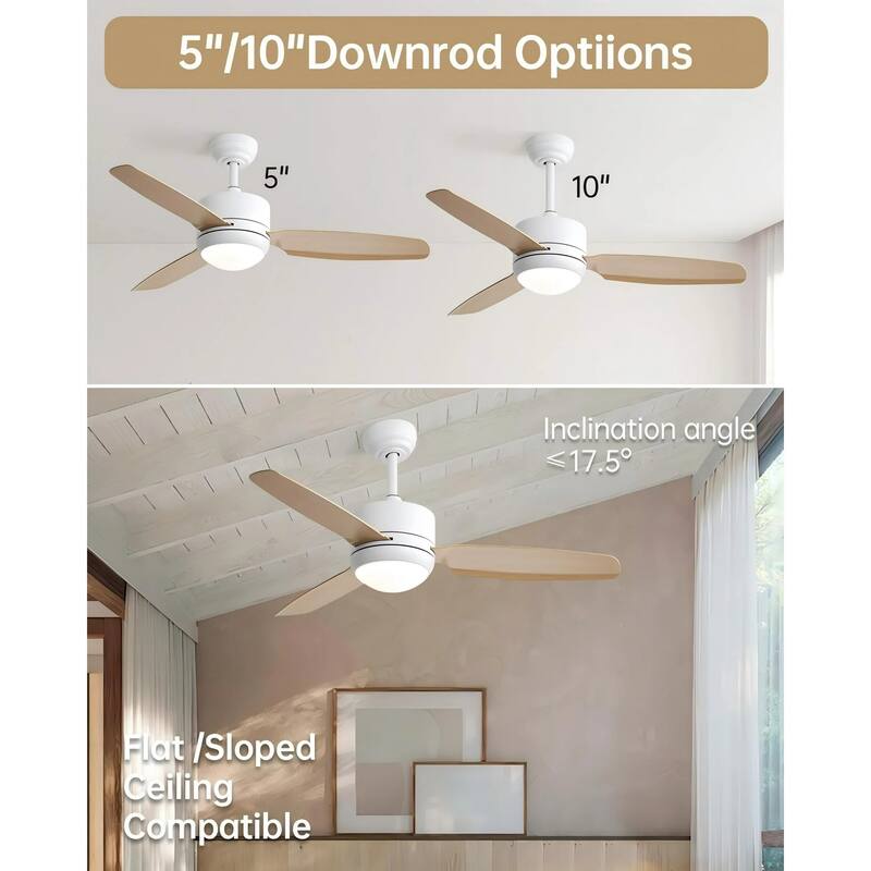Sofucor 46''/47'' Strong Airflow High CFM Ceiling Fans with Lights and Remote Bedroom Noiseless ETL Fans