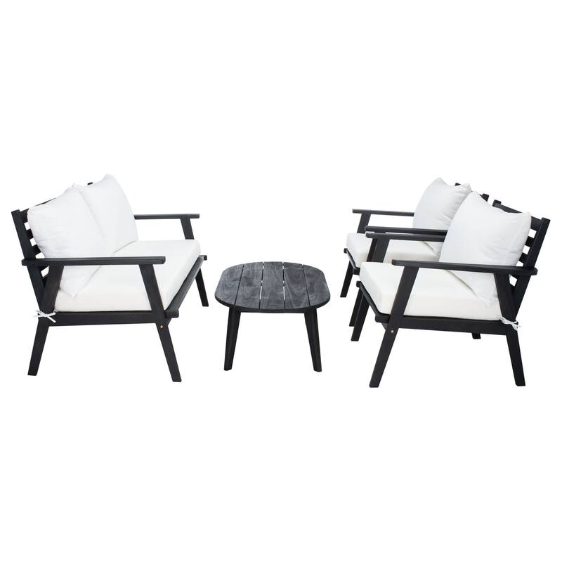 SAFAVIEH Outdoor Deacon 4-piece Conversation Patio Set. - 49" W x 30" D x 31" H