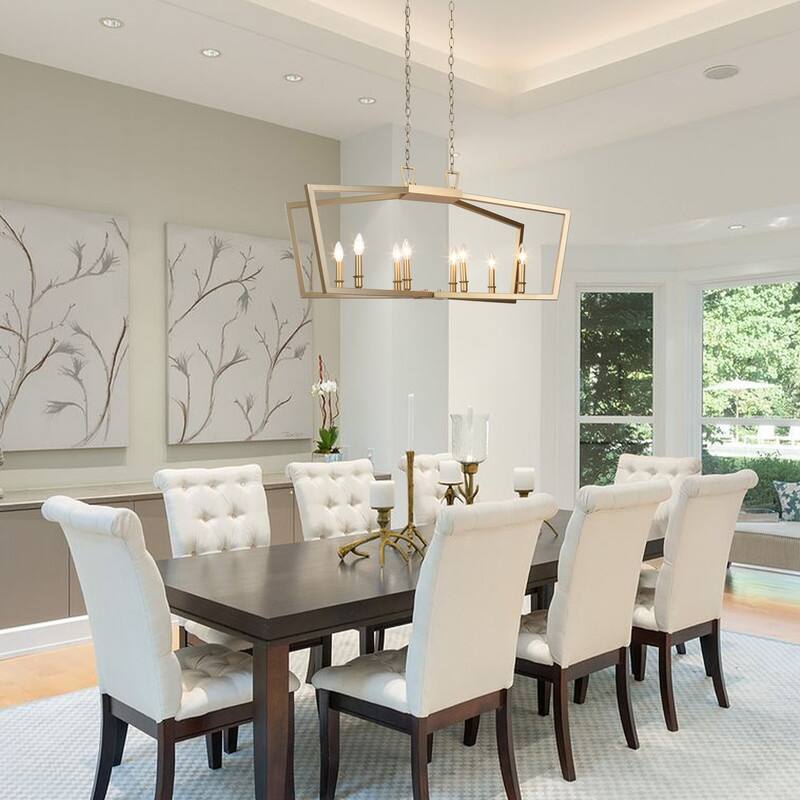 Zeci Modern Glam Gold Linear Chandelier Lantern Farmhouse Kitchen Island Lights for Dining Room - L37"xW13"xH22"