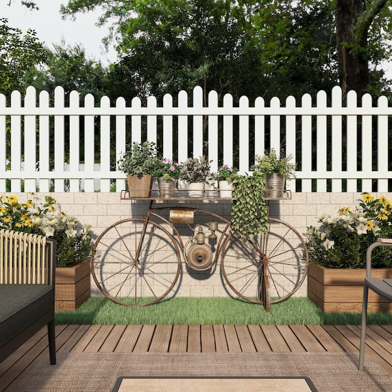 Bronze Metal Indoor Outdoor Weathered Vintage Bike Indoor Outdoor Plantstand