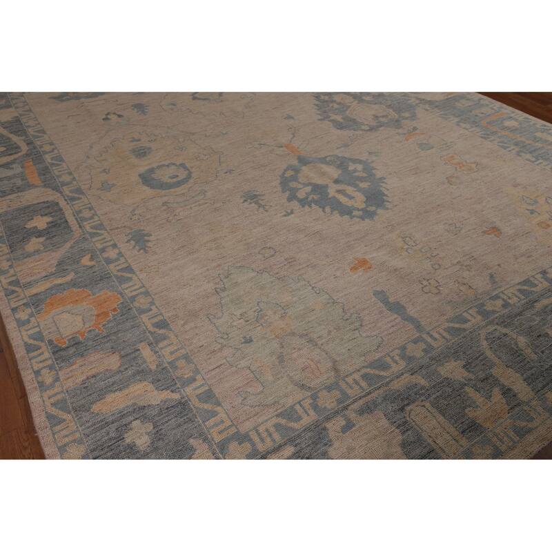 Oushak Turkish Rug Handmade Vegetable Dye Transitional Wool Carpet - 9'2"x 11'8"