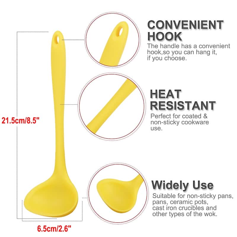 Silicone Soup Ladle Spoon 8.5 " Heat Resistant One Piece - 8.5" x 2.6"(L*W)