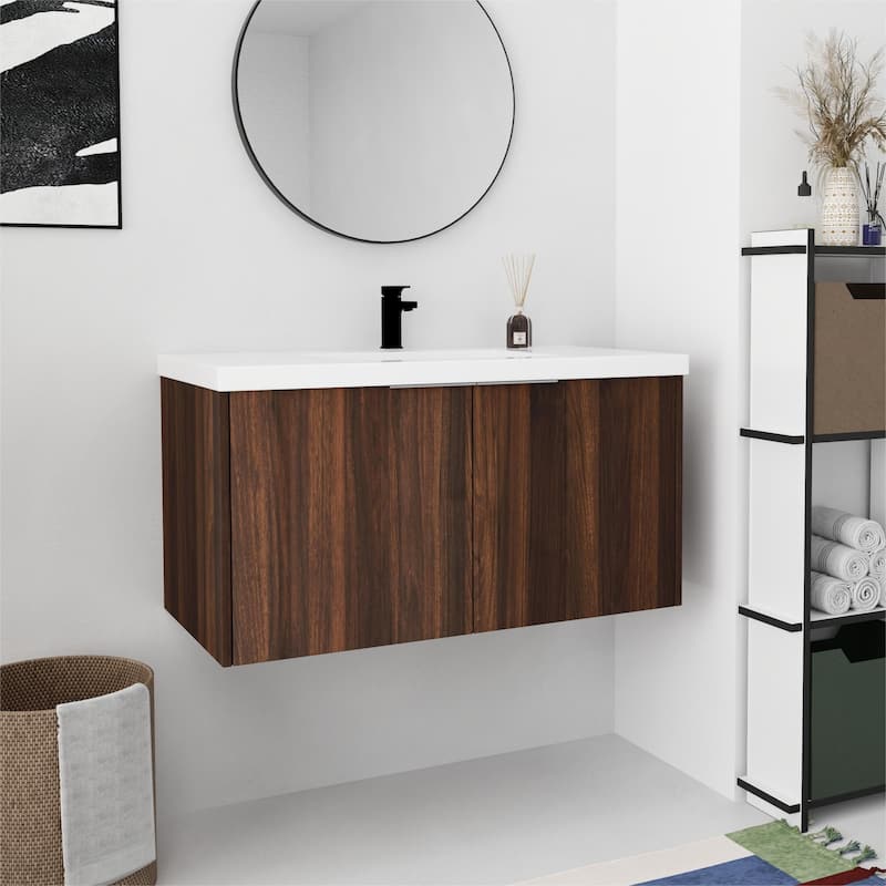Bathroom Vanity With Sink In 24/30/36 Inch, Floating Bathroom Vanity With Soft Close Door
