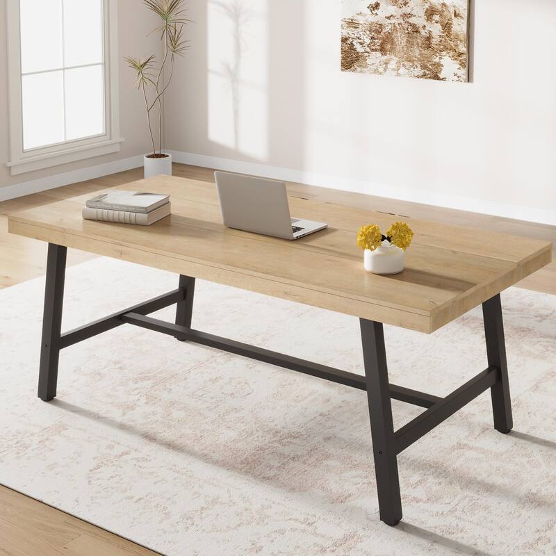 Extra Long Dining Table and Office Desk, Industrial Modern Study Table