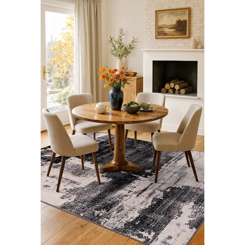 World Rug Gallery Modern Abstract Design Black Area Rug