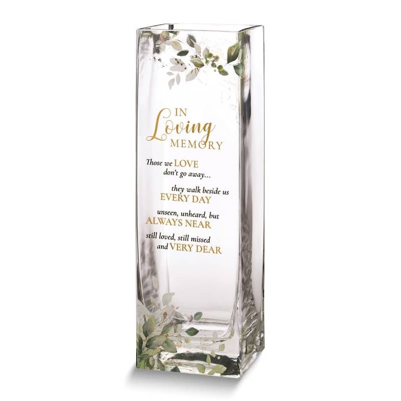 Curata Botanical Theme Memorial Flower Vase with Sympathy Verse