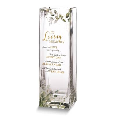 Curata Botanical Theme Memorial Flower Vase with Sympathy Verse