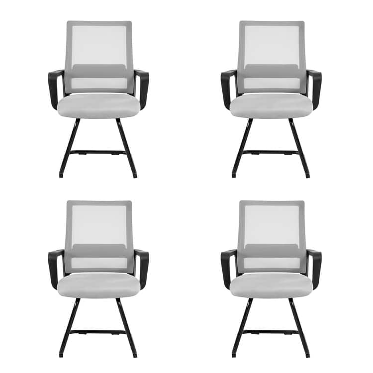 Waiting room chair set of 6 | Reception chair | Office chair | Office visitor chair | Comfortable office seating set -  Reception chair | Office chair | Office visitor chair | Comfortable office seating set|Grey/Set-4/Mesh