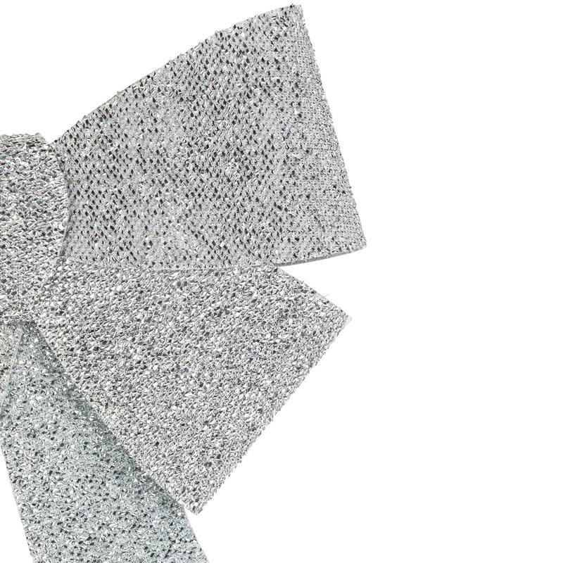 17" Tinsel 4-Loop Bow Christmas Decoration