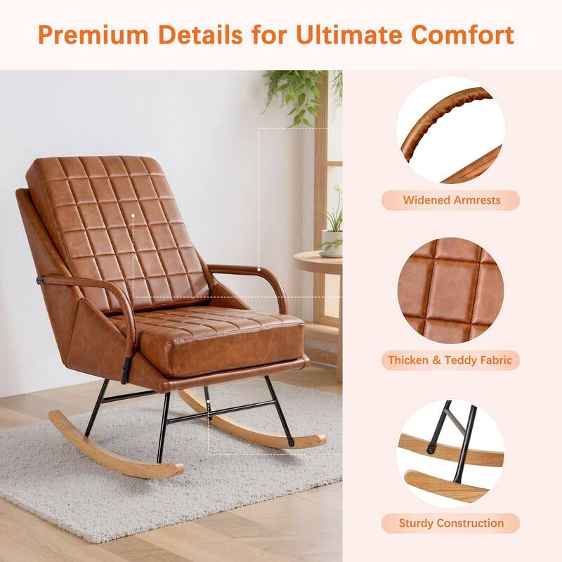 Javlergo Nursery Rocking Chair Upholstered Modern Rocking chair with Wingback & Armrest Tall Back Accent Glider Rocker Chairs