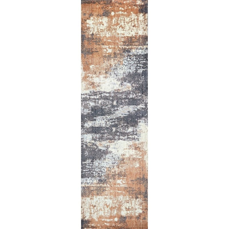 Alora Decor Euphoria Grey and Brown Abstract Wool Rug - 2'6" x 8'