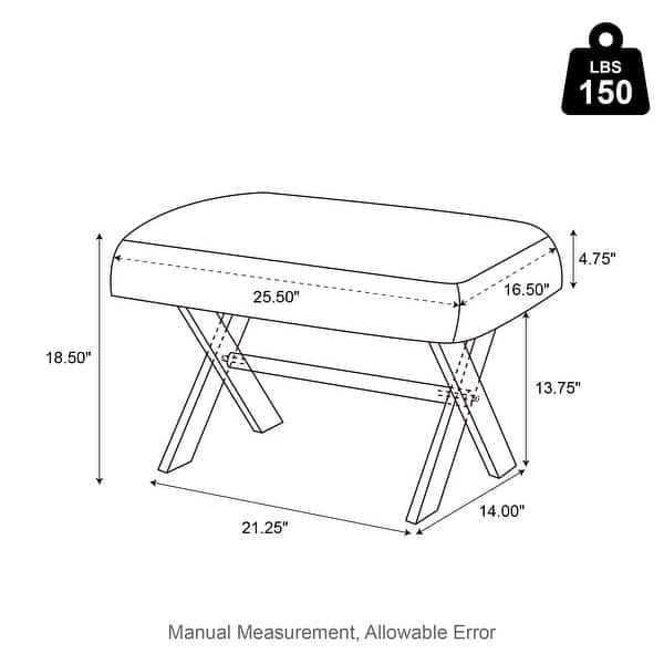 dimension image slide 1 of 2, Glitzhome Modern Faux Fur Acrylic Accent Bench Ottoman