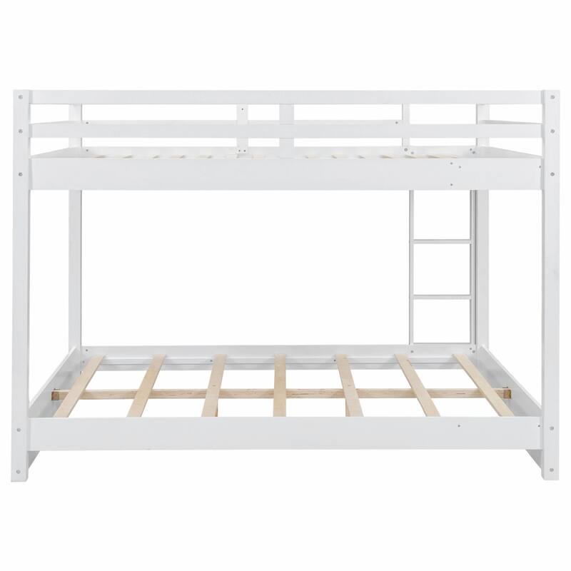 Wood Queen Size Bunk Bed with Ladder for Space-Saving and Easy Access