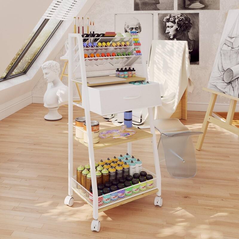 3 Tier Rolling Cart - 34.7"D x 9.3"W x 16.9"H