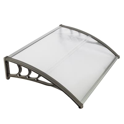 100 x 80 Door & Window Rain Cover Eaves Canopy White & Grey Bracket