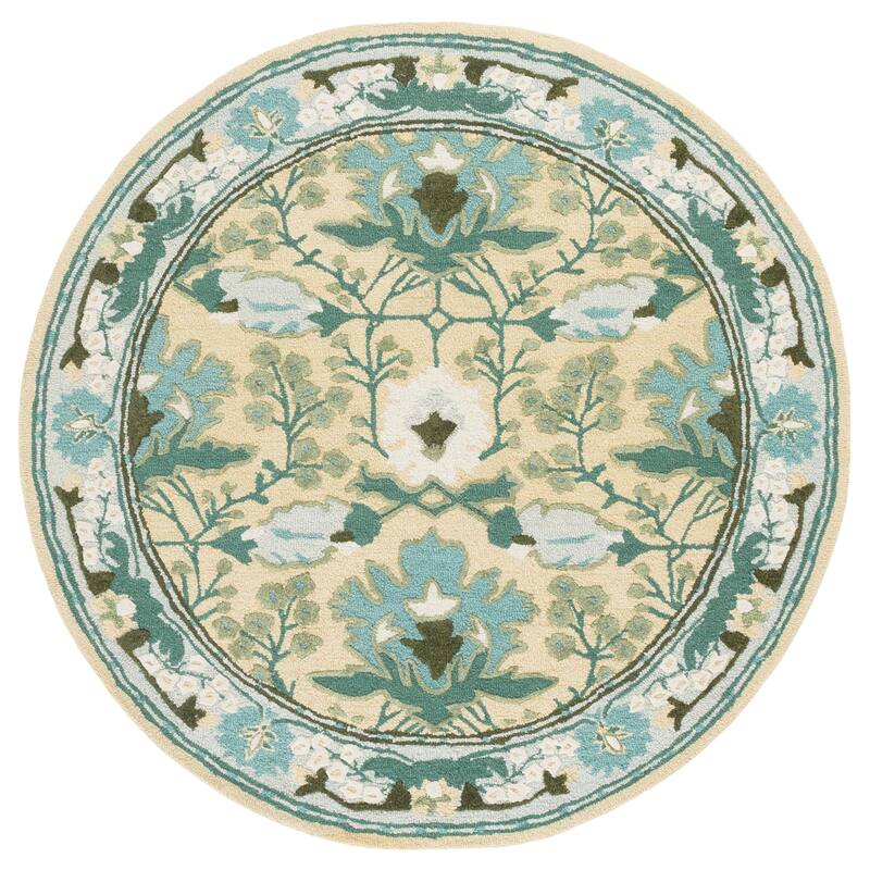 SAFAVIEH Handmade Earthly Treasure Boyana Traditional Wool Rug - Sage/Beige - 6' Round