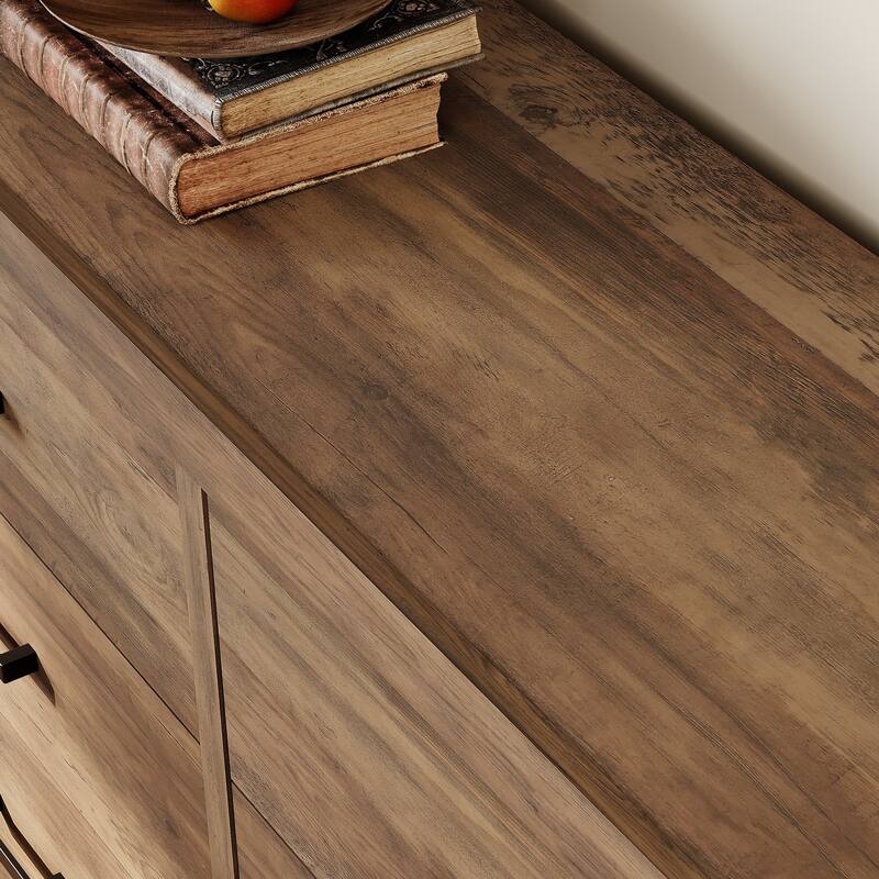 WAMPAT 106'' Rustic TV Stand Dresser - Farmhouse Entertainment Center with 12 Storage Drawers