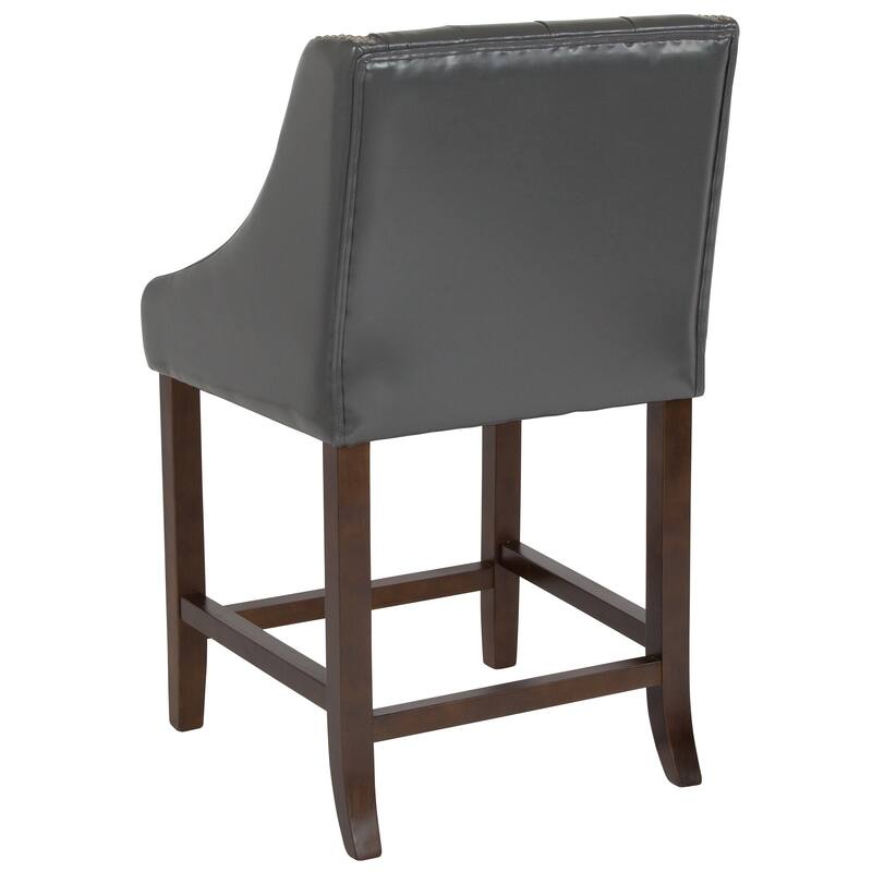 Transitional Tufted Upholstered/Walnut Finish Counter Stool (Set of 2)