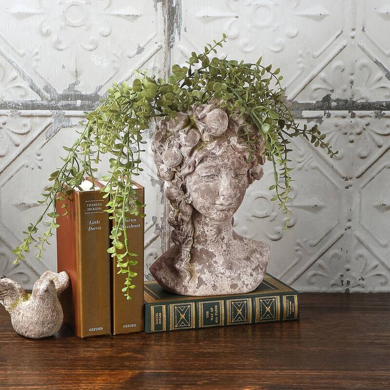 10.5" Resin Mossed Lady Bust Planter