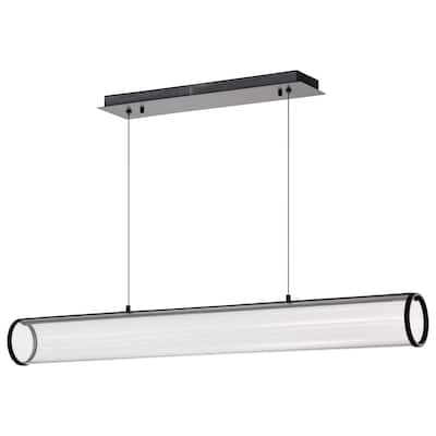 Vale 43 Inch LED Island Pendant Matte Black Silk Screened Acrylic Lens - Matte Black