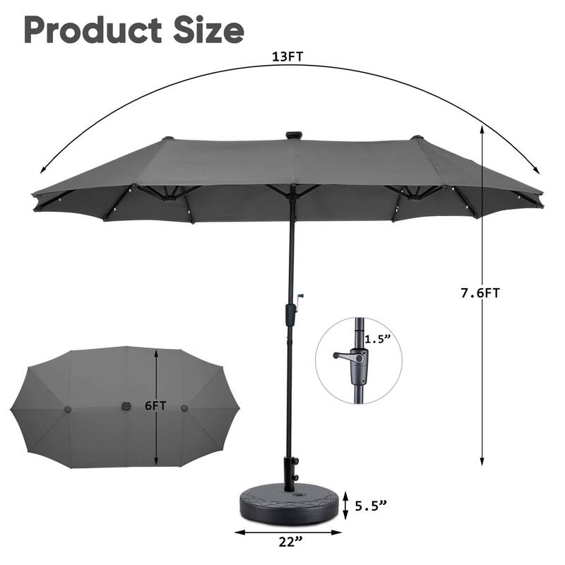Autlaycil 13 ft Patio Umbrella with Crank Outdoor Umbrella with Base