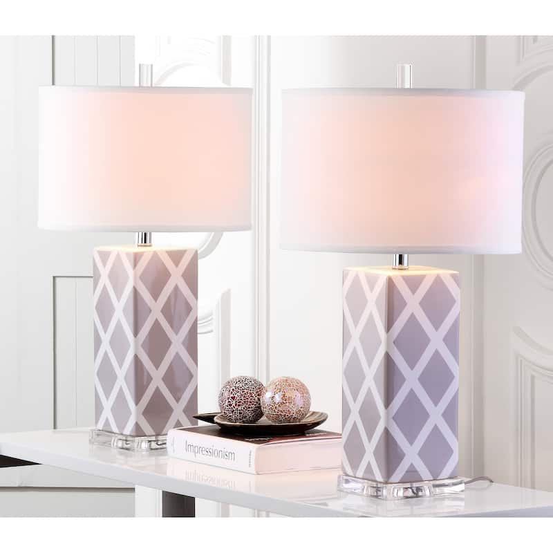 SAFAVIEH Lighting 27-inch Grey Garden Lattice Table Lamp (Set of 2) - 15"W x 15"D x 27"H