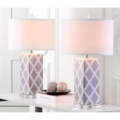 SAFAVIEH Lighting 27-inch Grey Garden Lattice Table Lamp (Set of 2) - 15"W x 15"D x 27"H