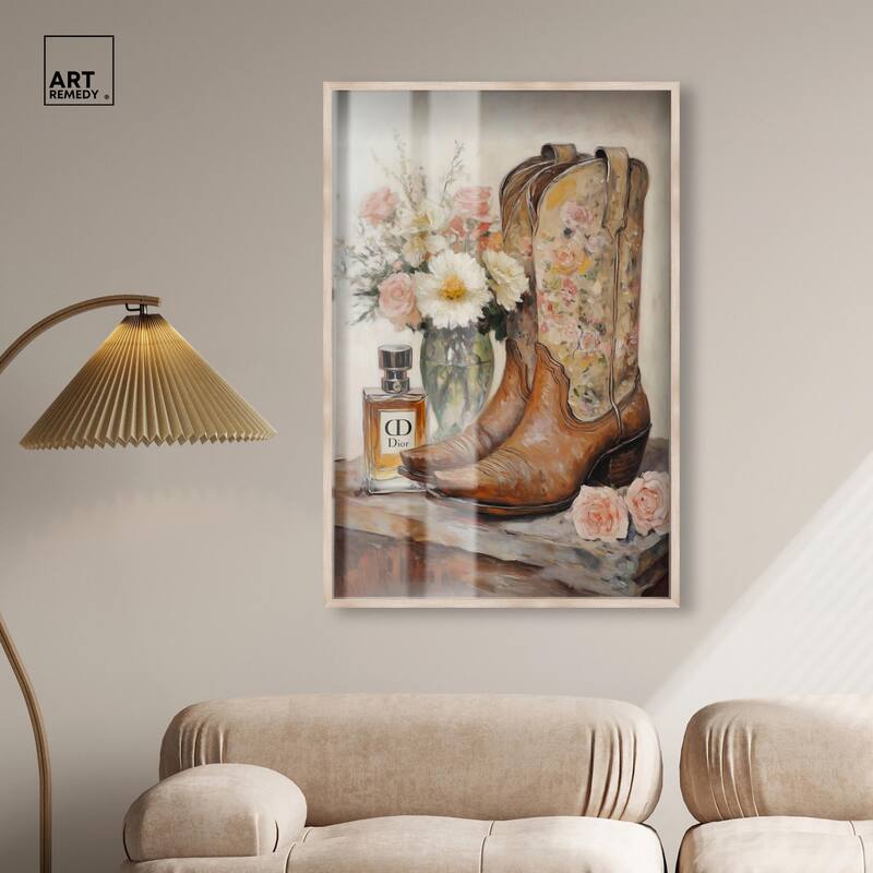 Delicate Floral Boots Shadowbox by Art Remedy