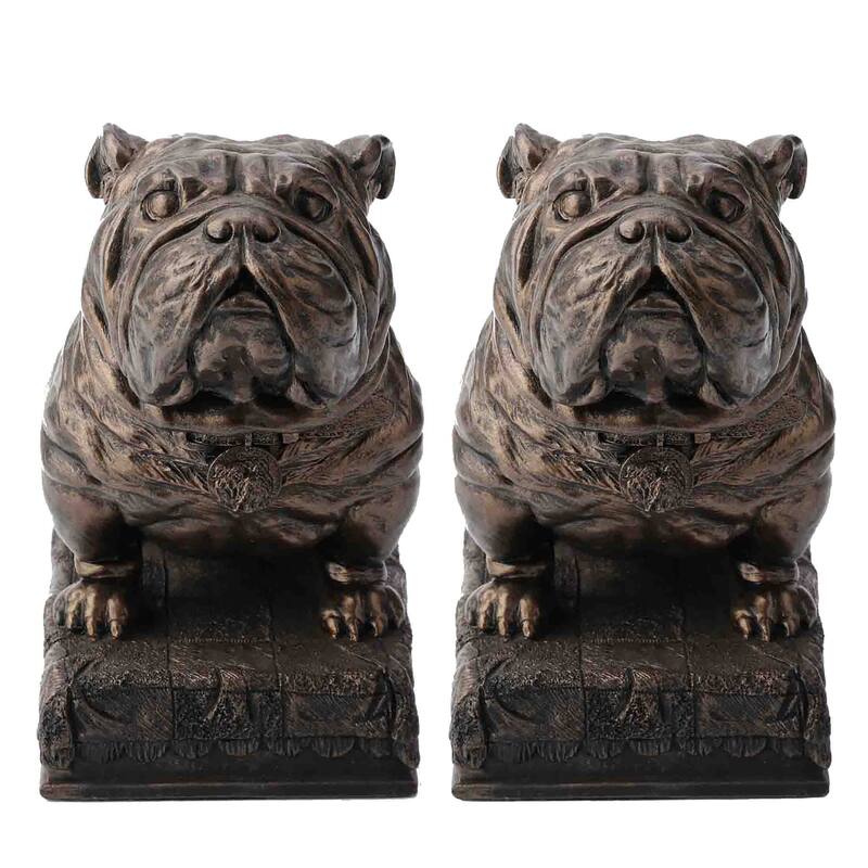 Veronese Design 6.69" L BRITISH BULLDOG BOOKENDS Cold Cast Bronze