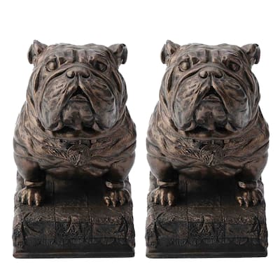 Veronese Design 6.69" L BRITISH BULLDOG BOOKENDS Cold Cast Bronze