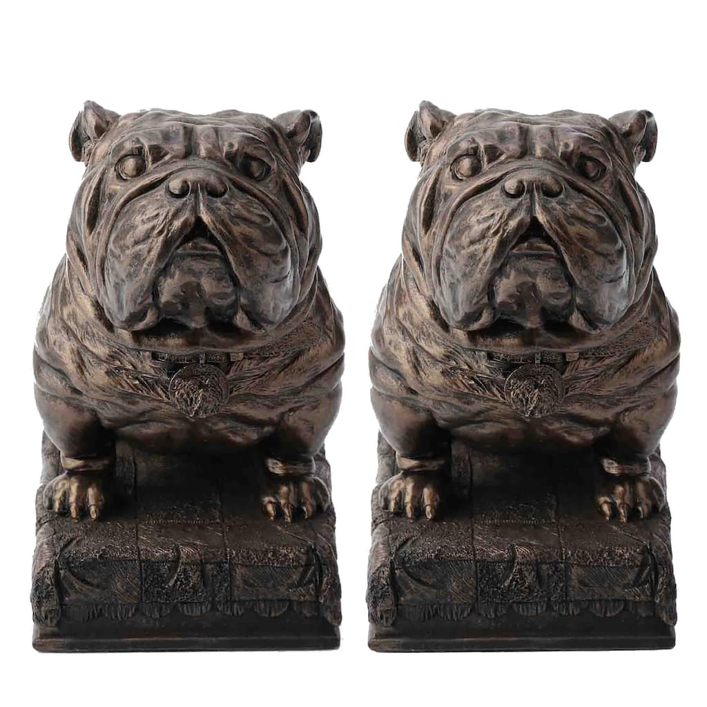 Veronese Design 6.69" L BRITISH BULLDOG BOOKENDS Cold Cast Bronze
