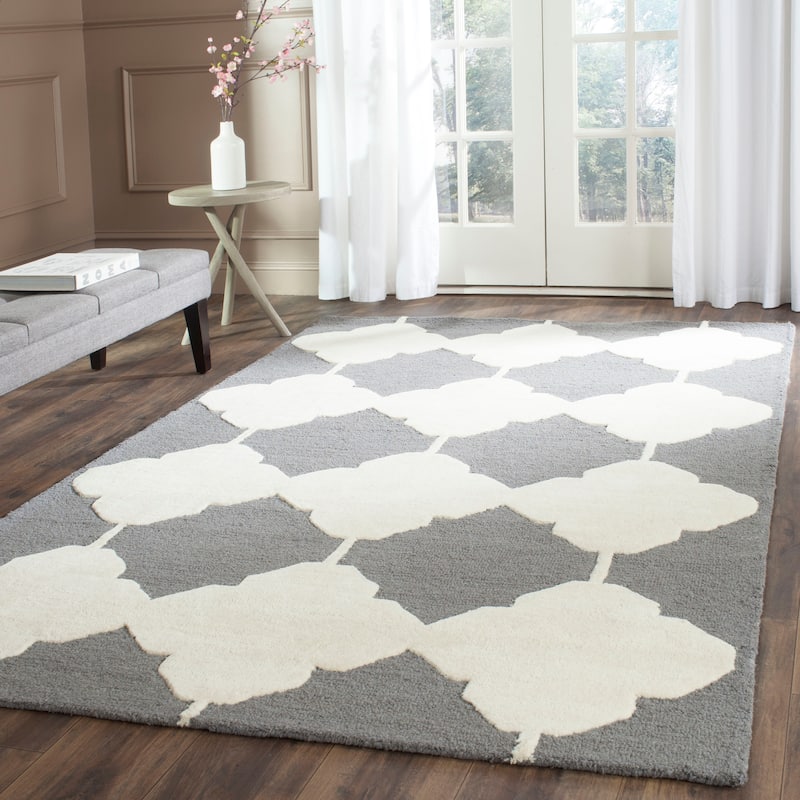SAFAVIEH Handmade Cambridge Elfete Modern Wool Rug - 6' x 9' - Dark Grey/Ivory