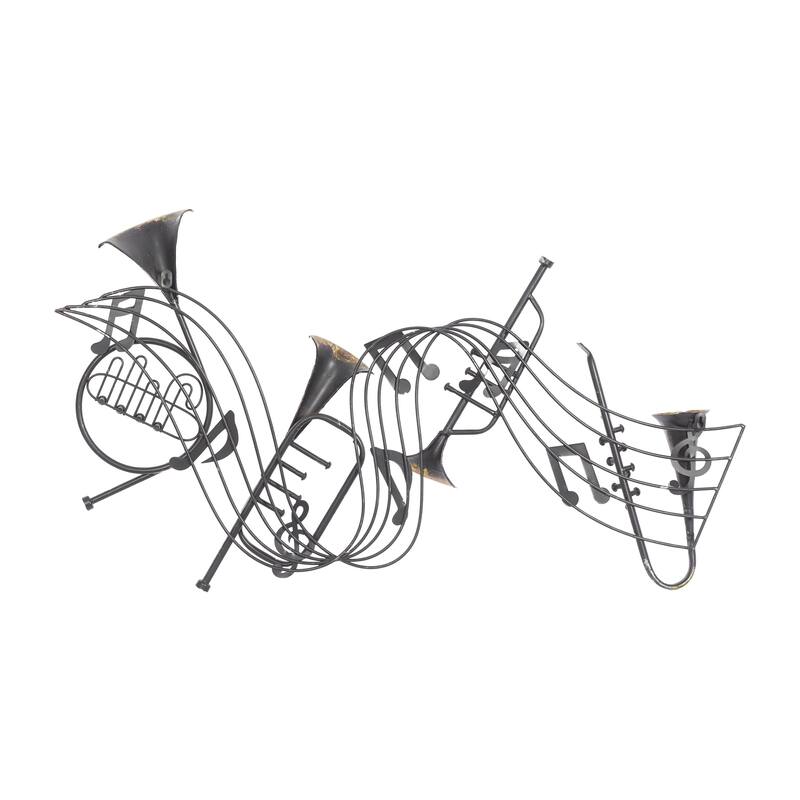 Metal Musical Notes Home Wall Decor with Trumpets - Brown - Roche River Decor