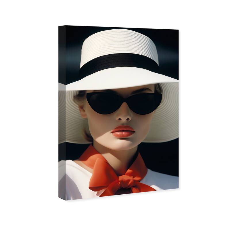 Wynwood Studio Canvas Fashion and Glam Matte Finished Makeup Doll II White and Dark Orange Glam Wall Art Canvas Print