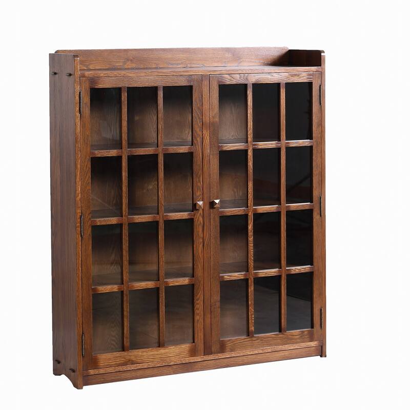 Preorder Mission Oak 2 Door Bookcase With Glass Doors - Walnut