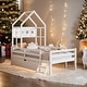 preview thumbnail 2 of 7, White Wood Twin Size House Bed with Guardrail, Kids Beds with One Storage Drawer