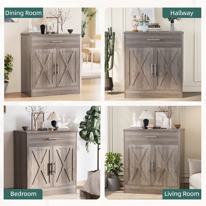 Multifunctional 2-Door Storage Cabinet with Drawer – Kitchen Pantry Organizer, TV Stand