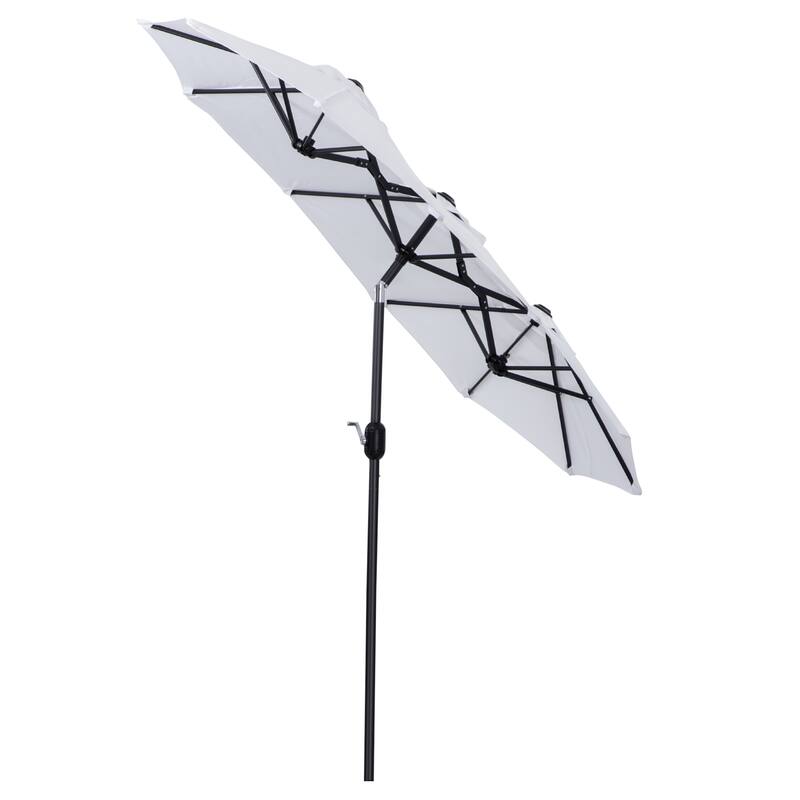 Double-sided Patio Umbrella 9.5' Large Outdoor Market Umbrella with Push Button Tilt and Crank, 3 Air Vents and 12 Ribs