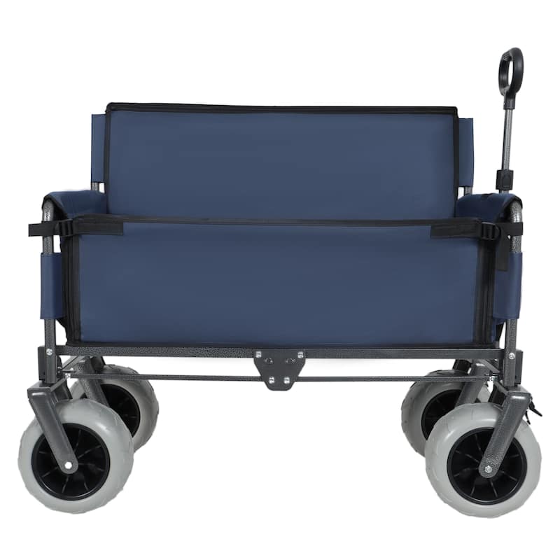 3-in-1 Folding Wagon with Bench Seat - 500lbs Capacity, 9"x4" Beach Tires for Camping & Beach, green